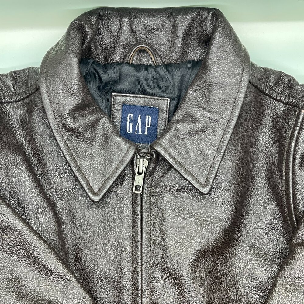 Gap Kid’s Genuine Premium Leather Bomber Jacket Rare Y2K (Brown)